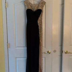 Stunning Jovani Black and Gold beaded gown